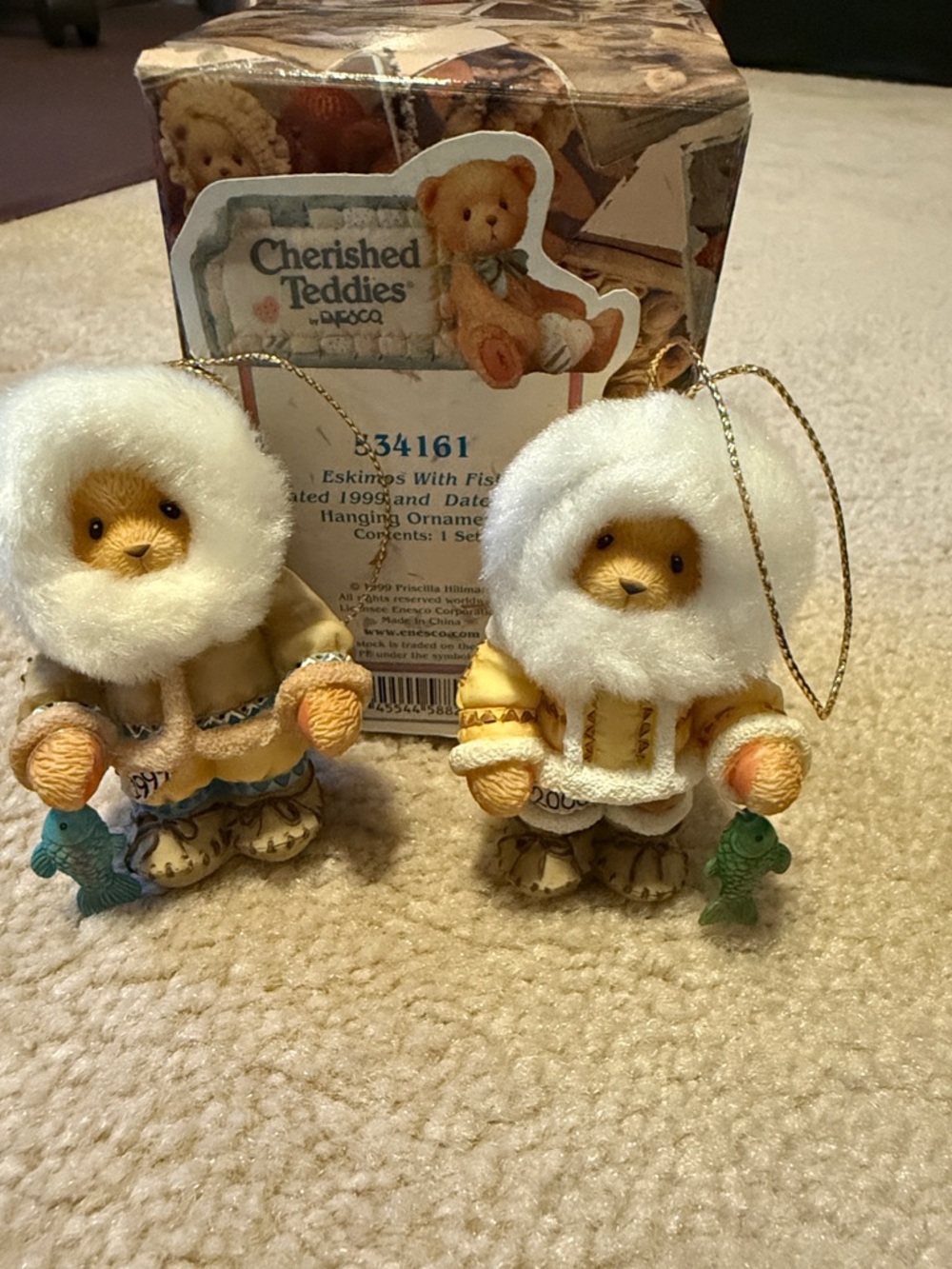 Cherished Teddies Eskimo Bear Ornament Pair
